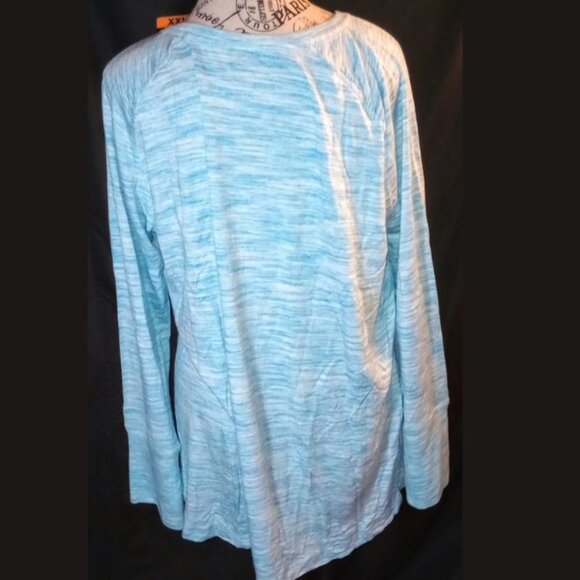 NWT Champion Women’s XXL Long Sleeve Pullover Tee Marbled Blue Workout Top - Picture 2 of 11